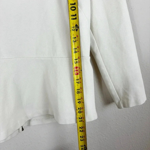 J.Crew Ponte Peplum Zipper Back Blouse Women's Size S Ivory Long Sleeve - Picture 8 of 9